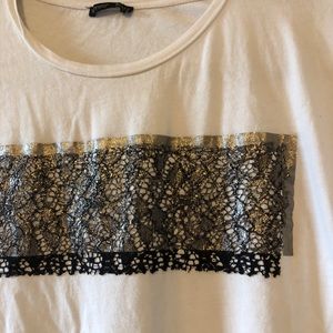 ZARA white tee with silver detail